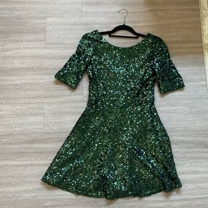Green sequined dress